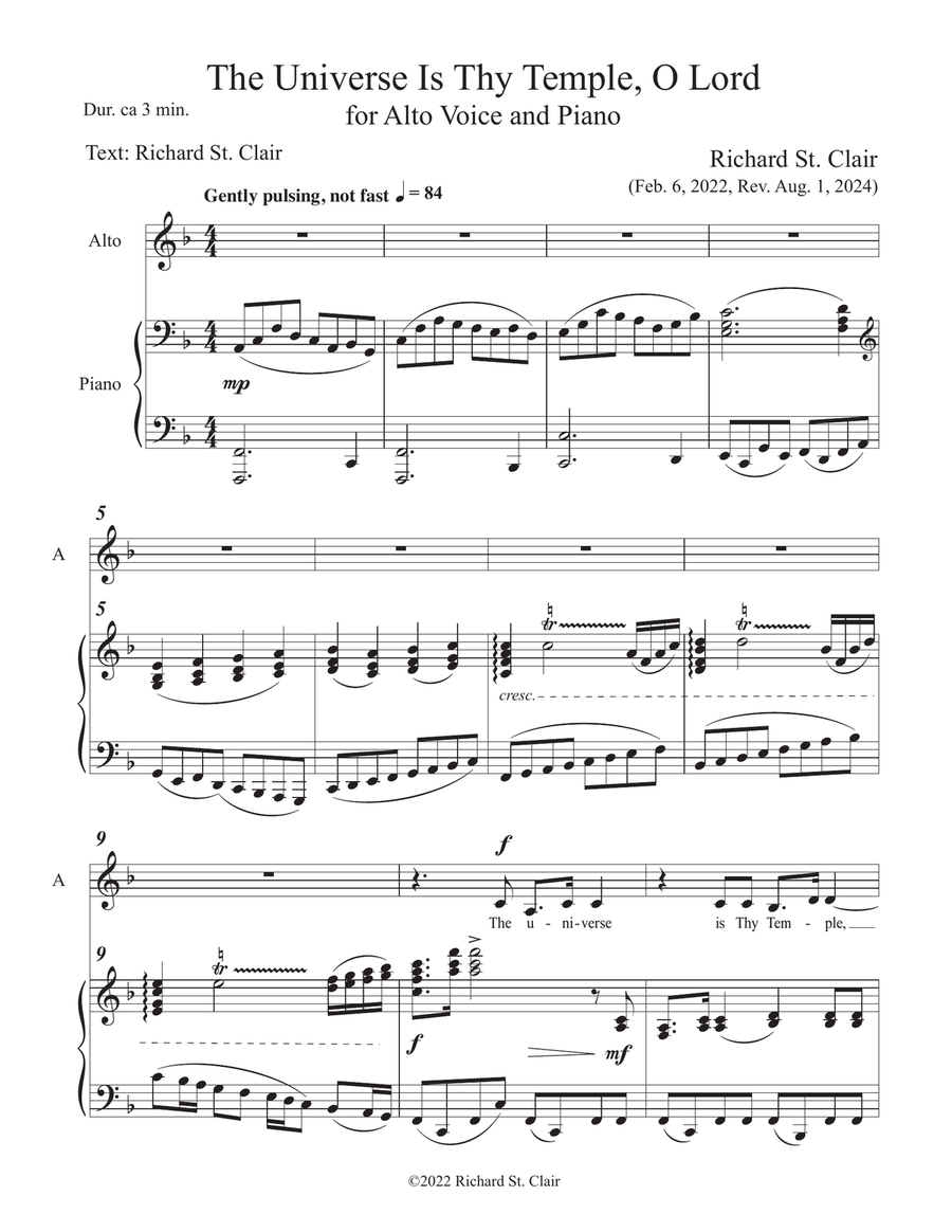 The Universe is Thy Temple, O Lord - for Alto and Piano Chamber Music scores gallery preview page 3