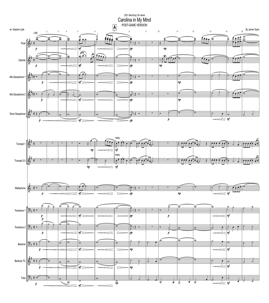 Carolina In My Mind Marching Band scores gallery preview page 1