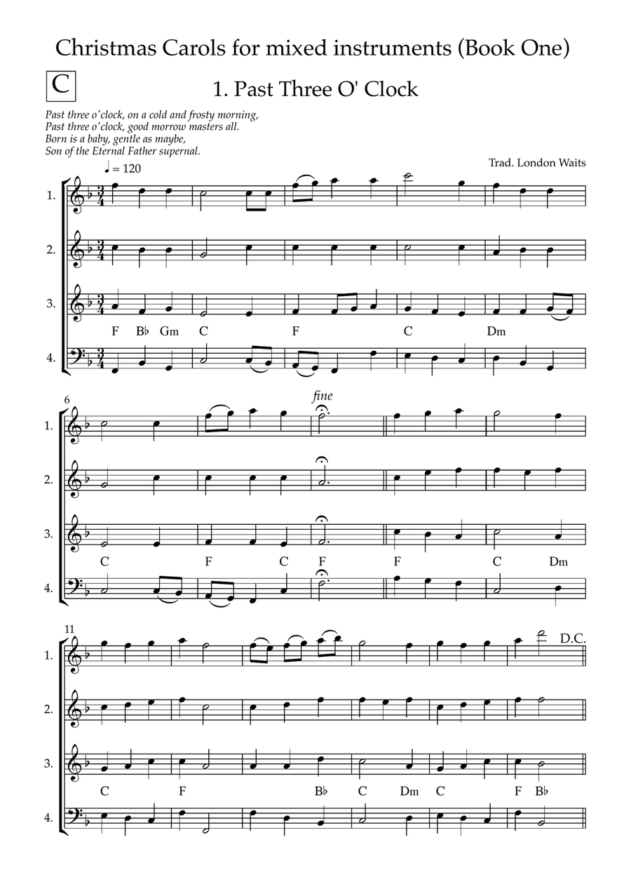 Christmas Carols for mixed instrumental ensembles Book One Small Ensemble scores gallery preview page 4