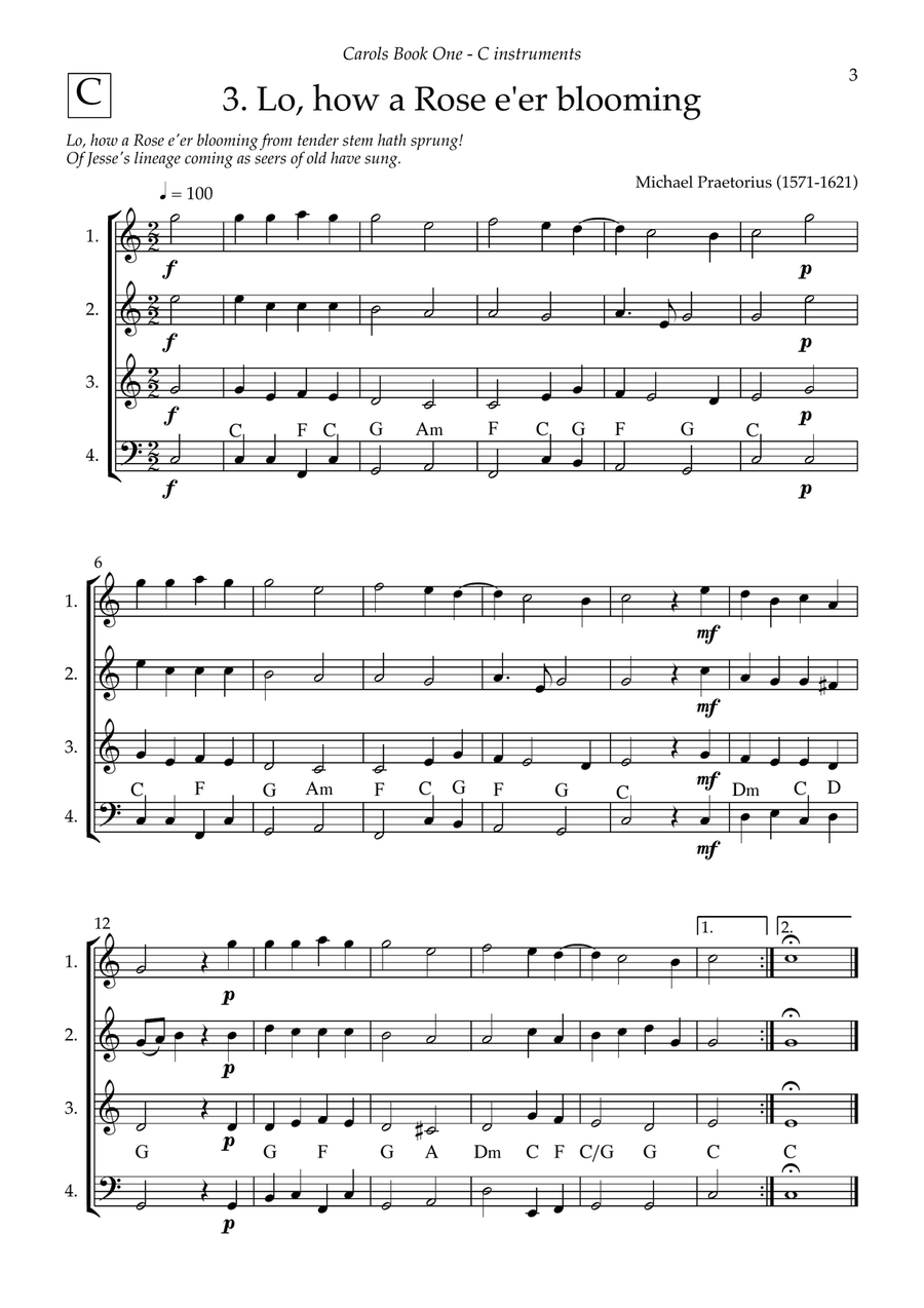 Christmas Carols for mixed instrumental ensembles Book One Small Ensemble scores gallery preview page 6