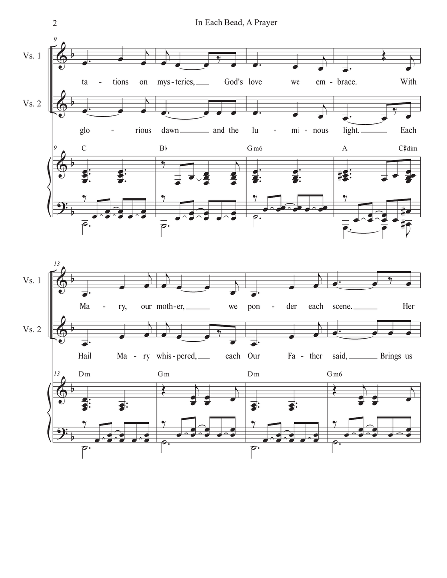 In Each Bead, A Prayer (2-part choir - (Soprano and Tenor) 2-Part scores gallery preview page 2