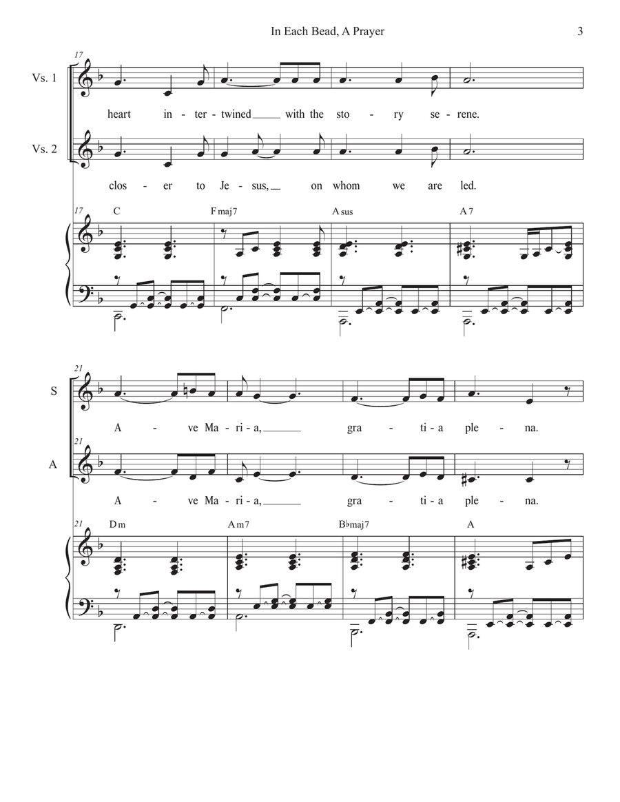 In Each Bead, A Prayer (Duet for Soprano and Alto solo) Alto Voice scores gallery preview page 3