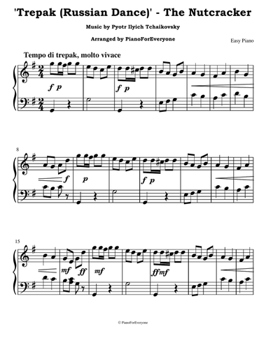 'Trepak (Russian Dance)' from The Nutcracker - Tchaikovsky (Easy Piano)