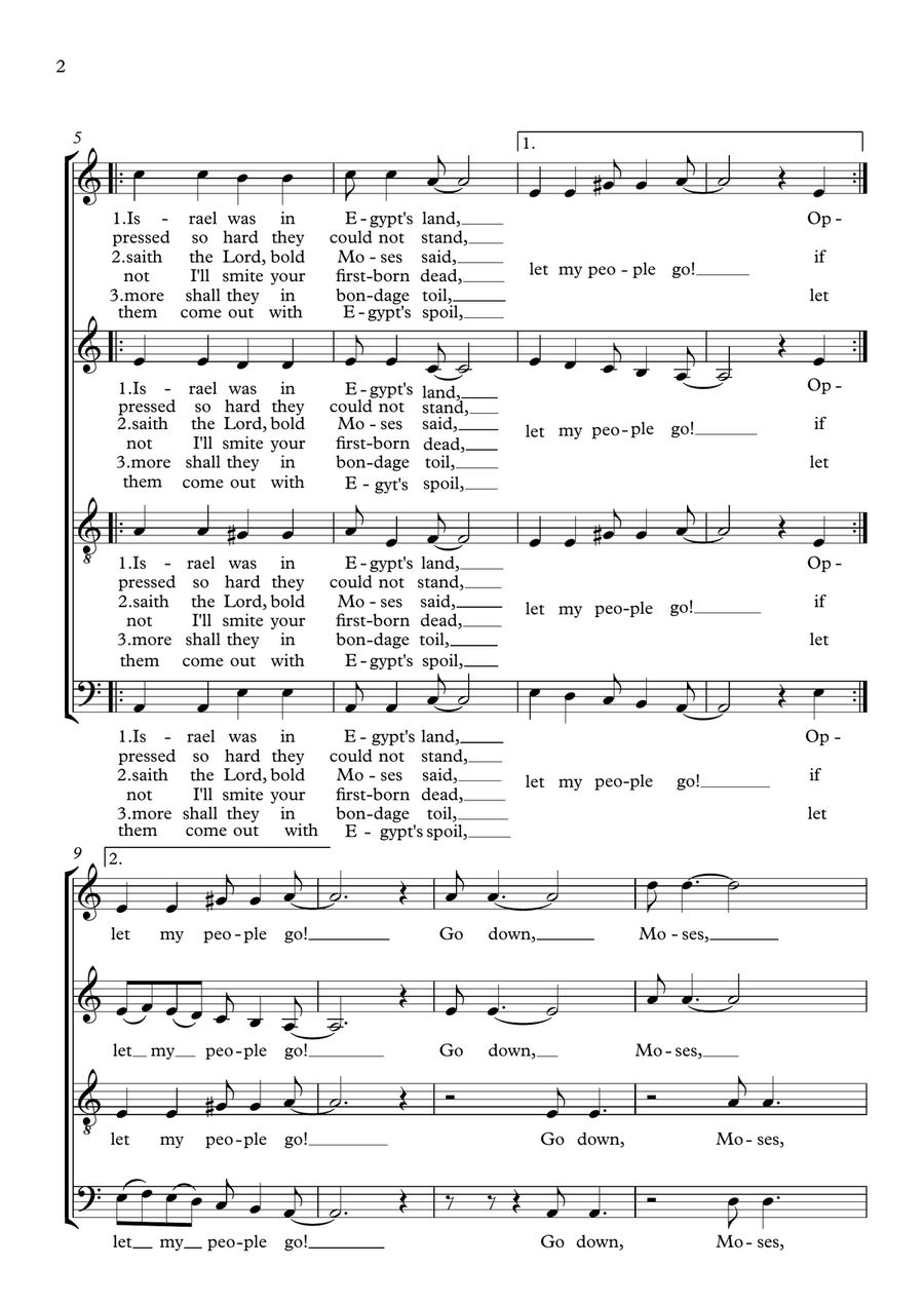 Go Down, Moses Go Down, Moses 4-Part scores gallery preview page 2