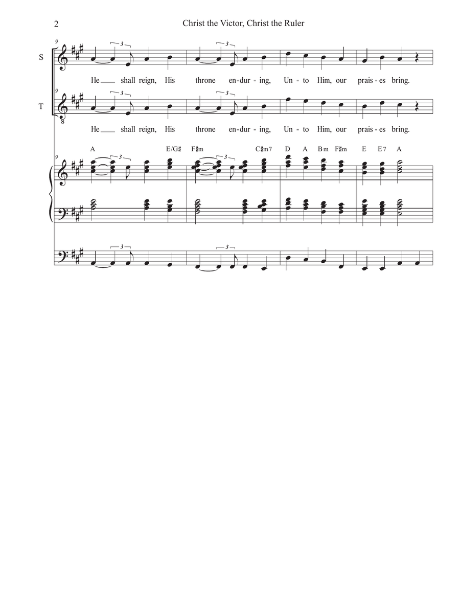 Christ the Victor, Christ the Ruler (2-part choir - (Soprano and Tenor) 2-Part scores gallery preview page 2