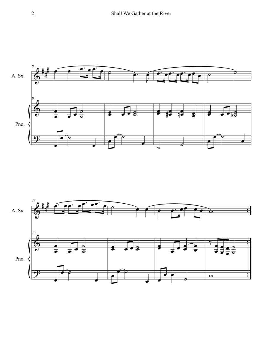 Shall We Gather at the River (Alto Sax Solo with Piano Accompaniment) Alto Saxophone scores gallery preview page 2