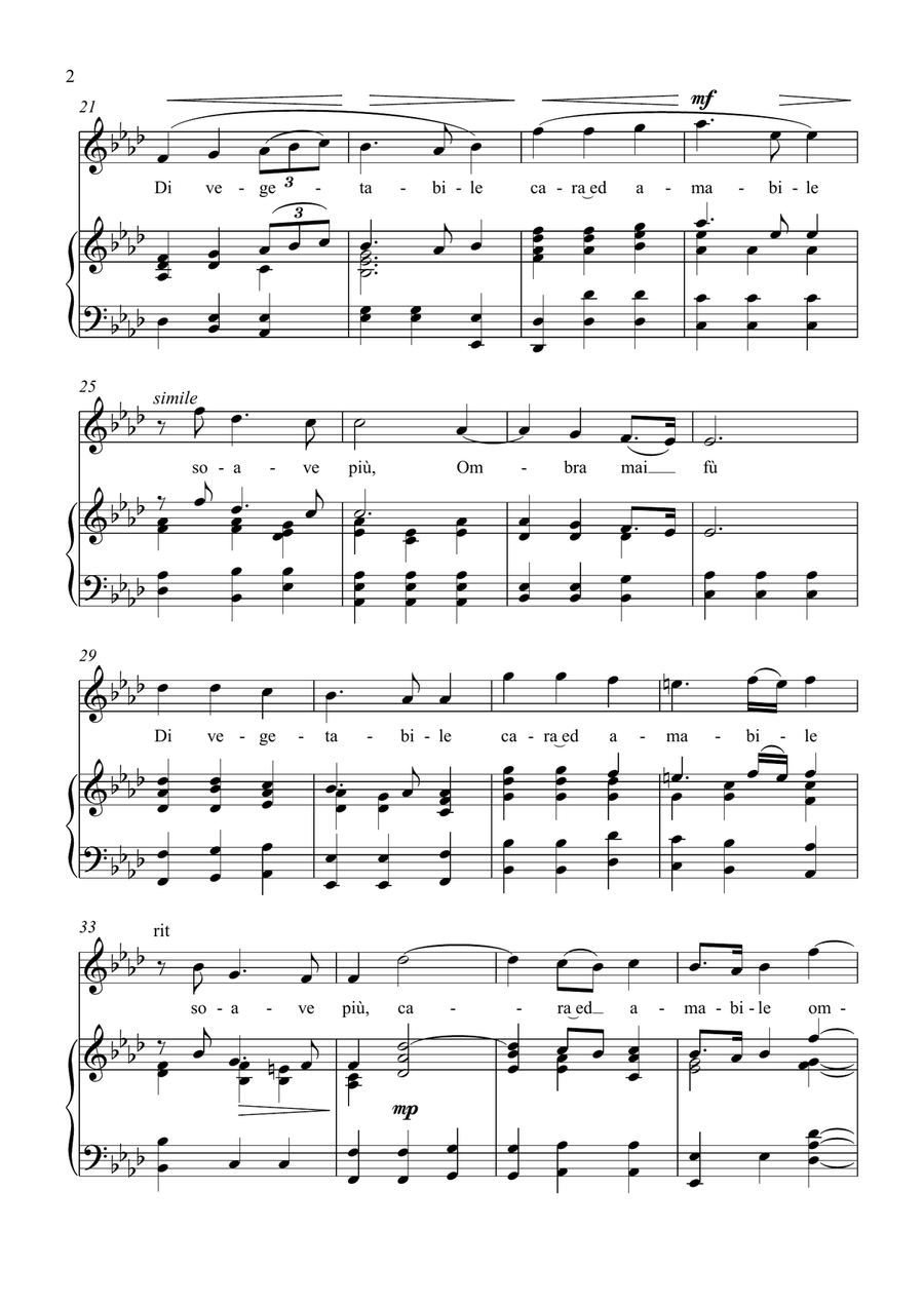 Ombra Mai Fù - G. F. Handel - for Soprano solo with Accompaniment in Ab Major Soprano Voice scores gallery preview page 2