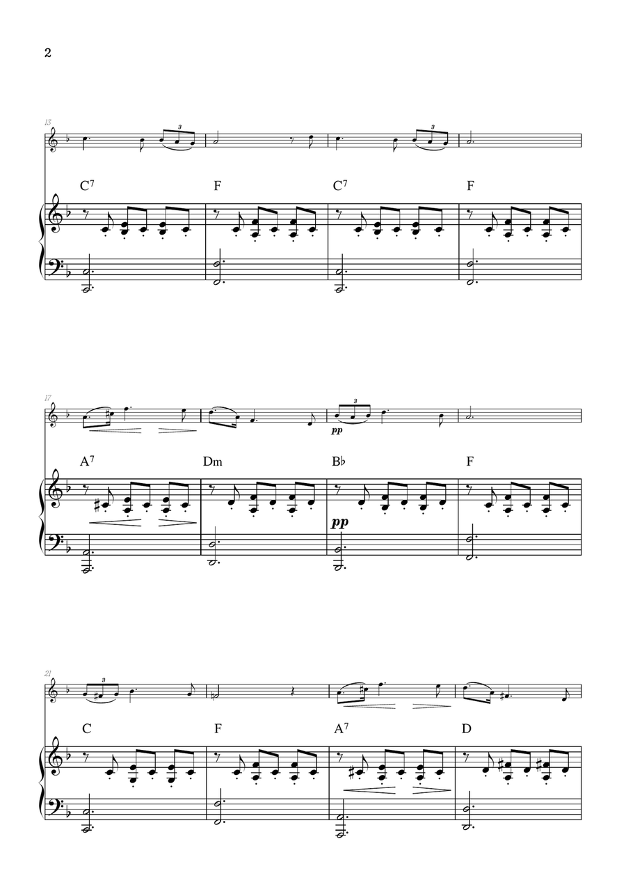 Schubert • Ständchen (Serenade) | oboe sheet music w/ piano accompaniment (chords) Chamber Music scores gallery preview page 2