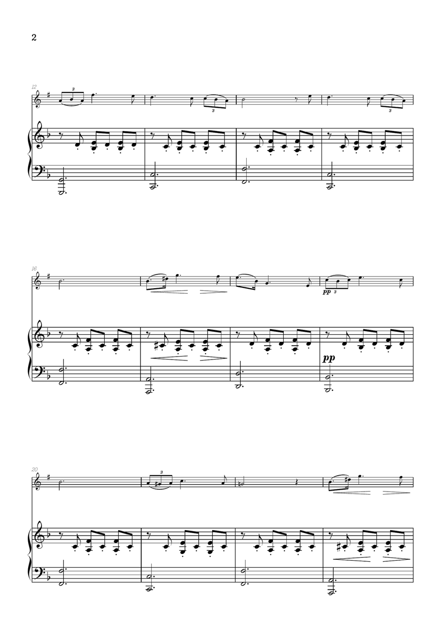 Schubert • Ständchen (Serenade) | clarinet sheet music w/ piano accompaniment Chamber Music scores gallery preview page 2