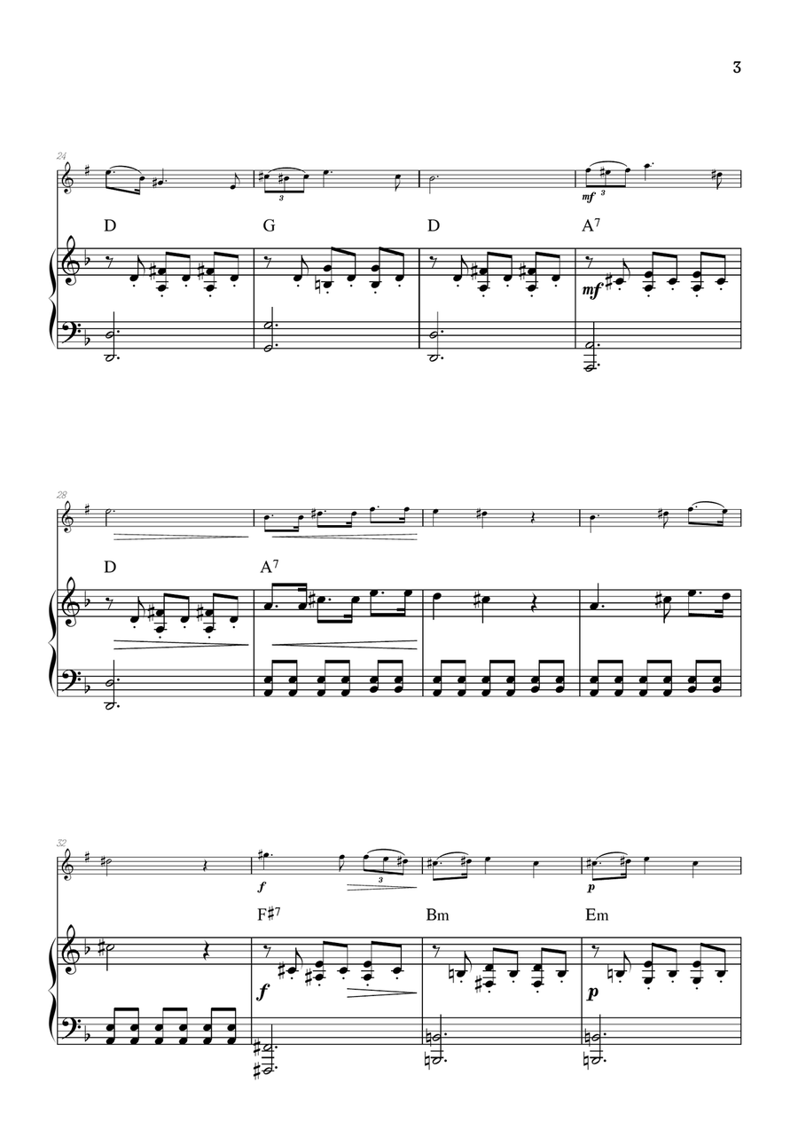 Schubert • Ständchen (Serenade) | clarinet sheet music w/ piano accompaniment (chords) Chamber Music scores gallery preview page 3
