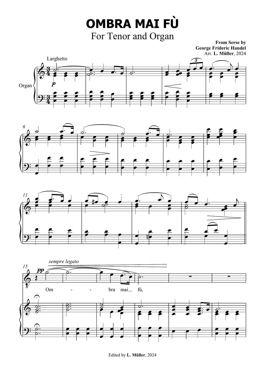 Ombra Mai Fù - G. F. Handel - for Contralto Solo with Accompaniment in C Major Alto Voice scores gallery preview page 2