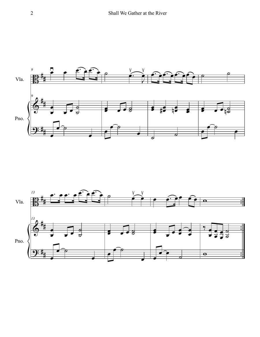 Shall We Gather at the River (Viola Solo with Piano Accompaniment) Piano scores gallery preview page 2
