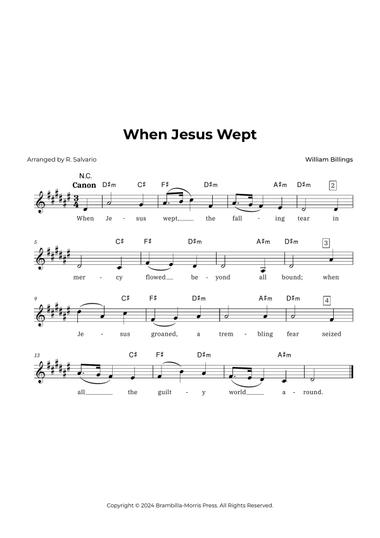 When Jesus Wept (Key of D-Sharp Minor)