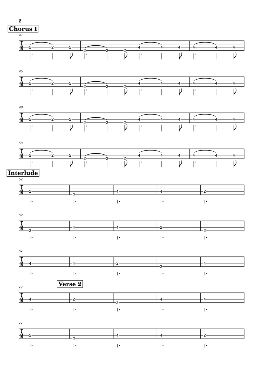 Fade Into You Fade Into You Bass Guitar Tablature scores gallery preview page 2