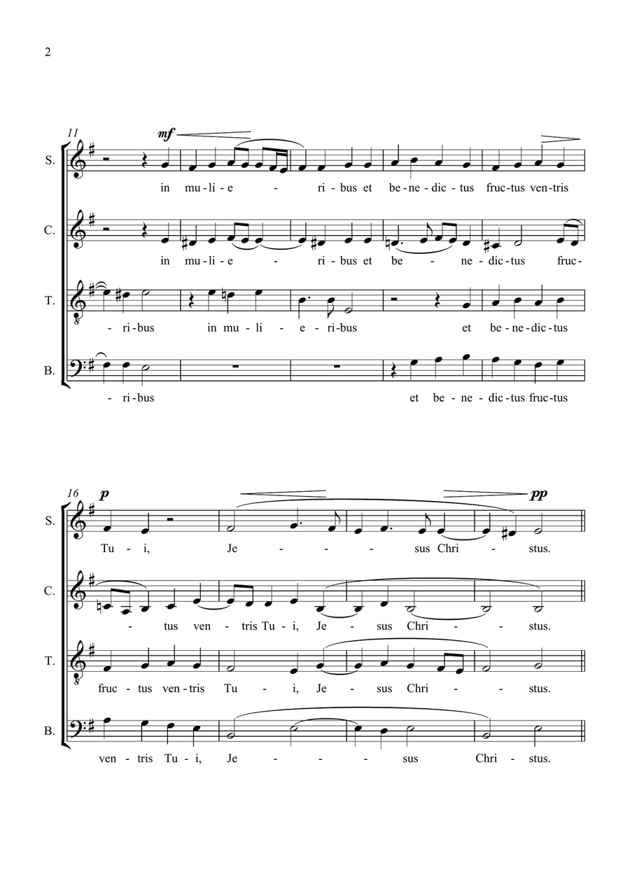 Ave Maria - Tomas Luis de Victoria - for Choir a cappella - in G Major 4-Part scores gallery preview page 2