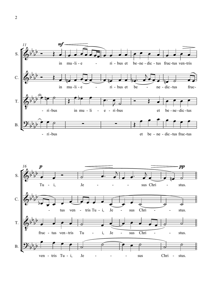 Ave Maria - Tomas Luis de Victoria - for Choir a cappella - in Ab Major 4-Part scores gallery preview page 2