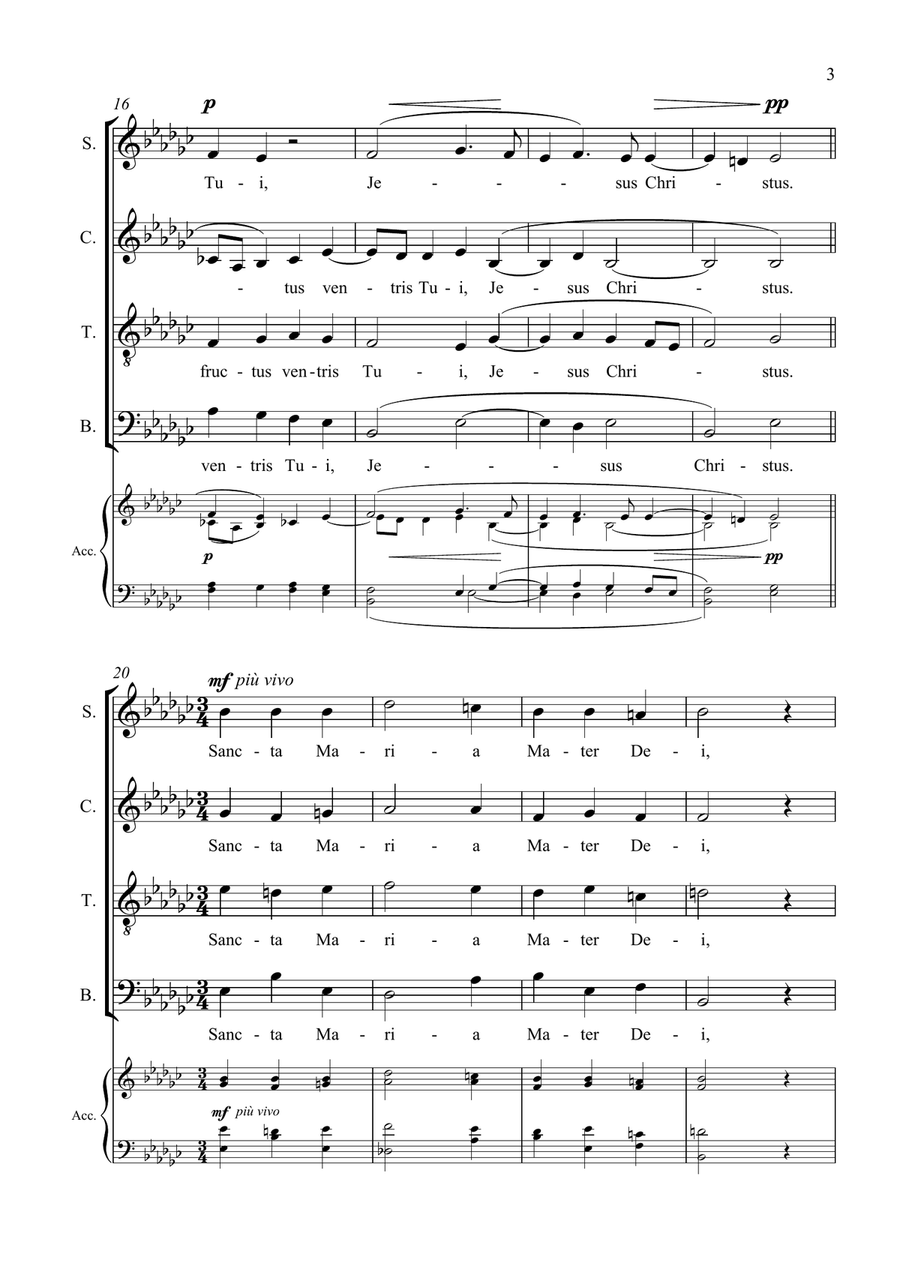 Ave Maria - Tomas Luis de Victoria - for Choir with Accompaniment - in Gb Major 4-Part scores gallery preview page 3