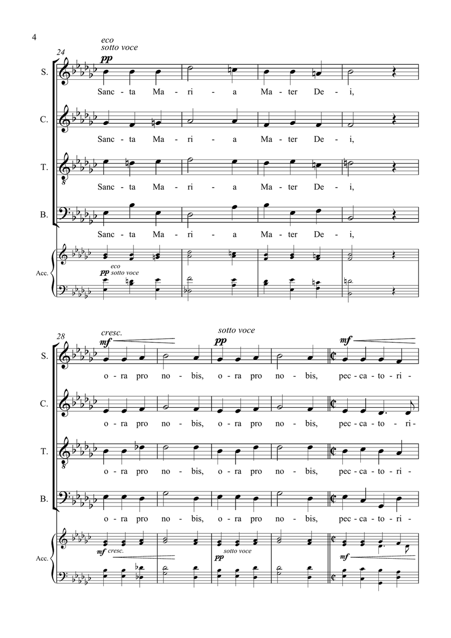Ave Maria - Tomas Luis de Victoria - for Choir with Accompaniment - in Gb Major 4-Part scores gallery preview page 4