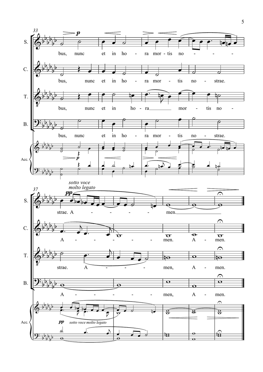 Ave Maria - Tomas Luis de Victoria - for Choir with Accompaniment - in Gb Major 4-Part scores gallery preview page 5
