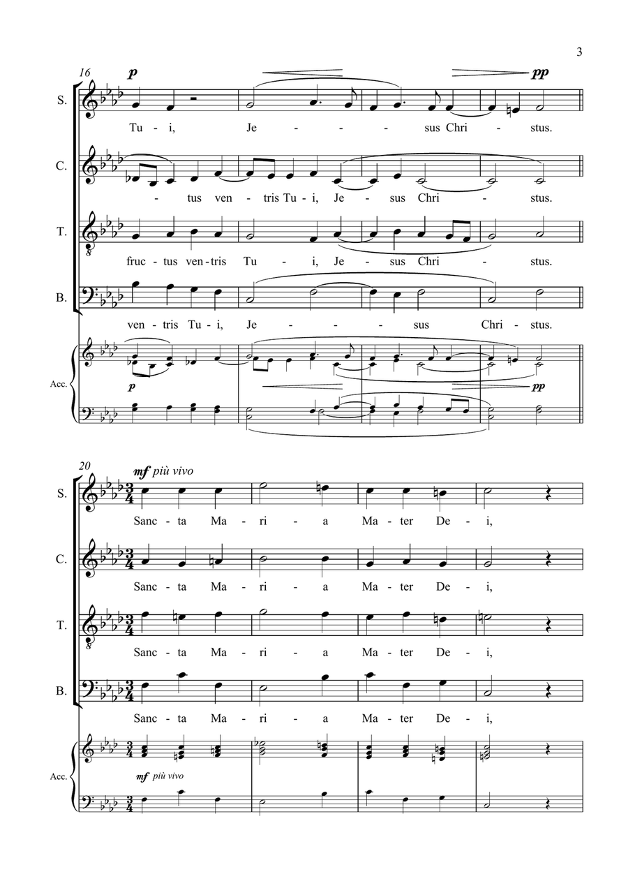 Ave Maria - Tomas Luis de Victoria - for Choir with Accompaniment - in Ab Major 4-Part scores gallery preview page 3