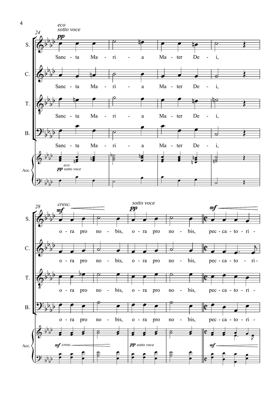 Ave Maria - Tomas Luis de Victoria - for Choir with Accompaniment - in Ab Major 4-Part scores gallery preview page 4