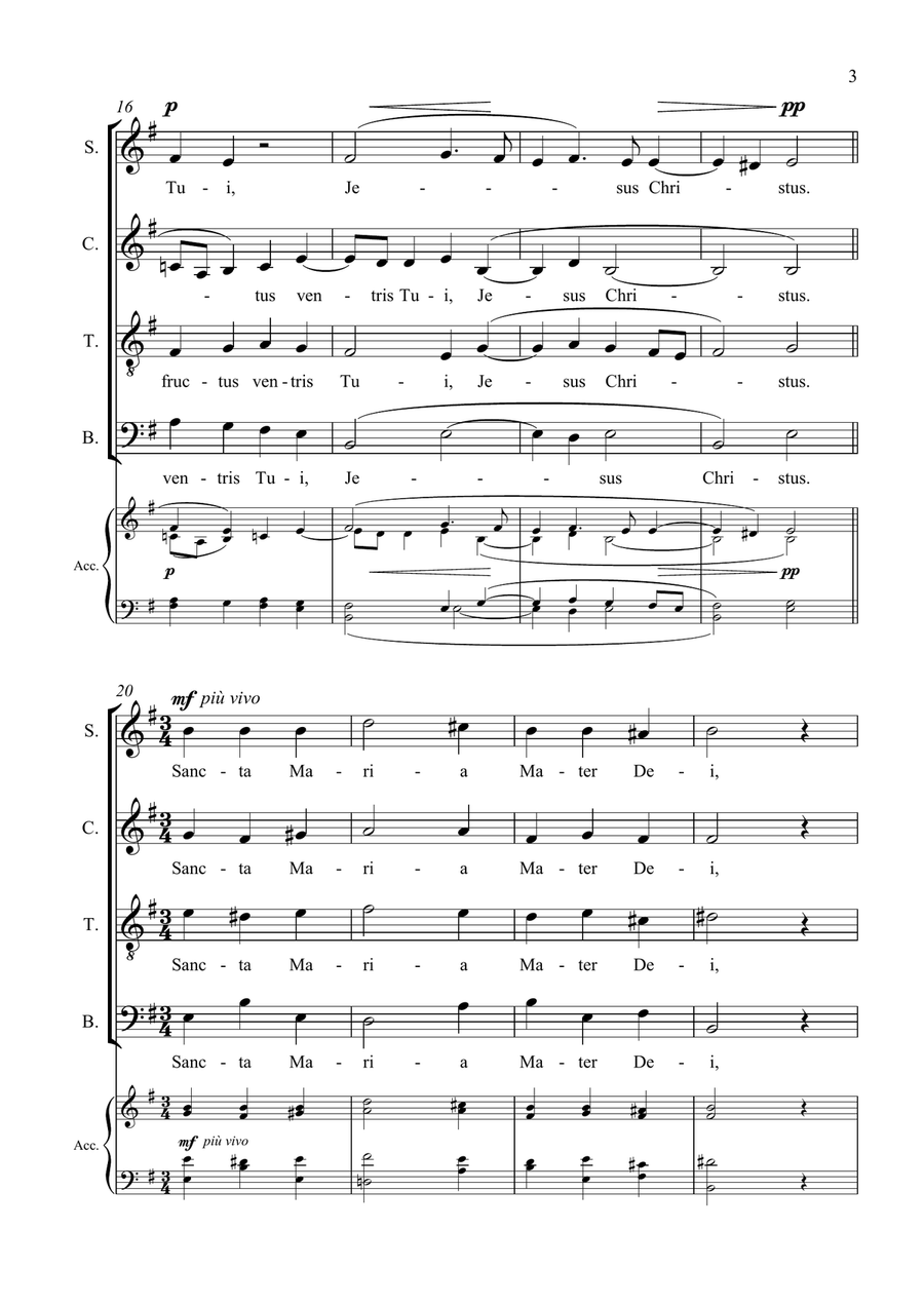 Ave Maria - Tomas Luis de Victoria - for Choir with Accompaniment - in G Major 4-Part scores gallery preview page 3
