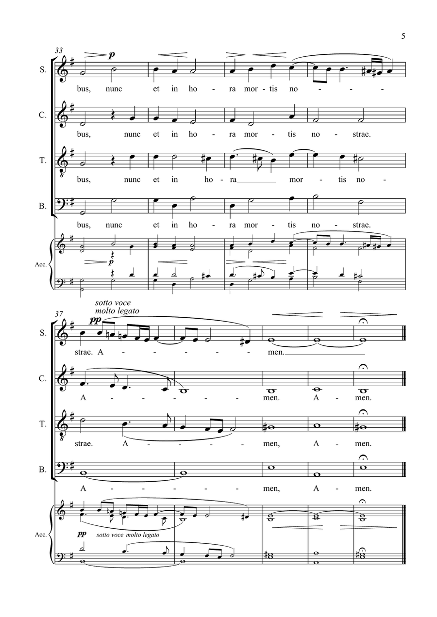 Ave Maria - Tomas Luis de Victoria - for Choir with Accompaniment - in G Major 4-Part scores gallery preview page 5