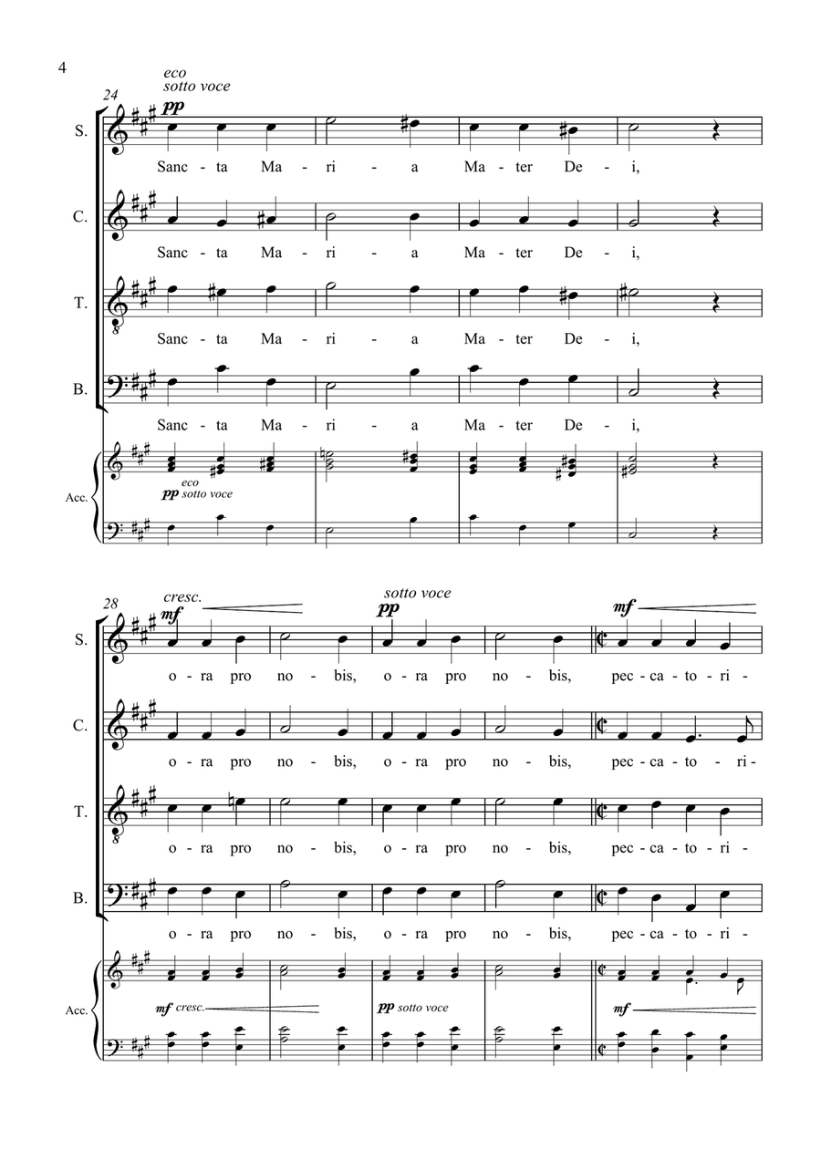 Ave Maria - Tomas Luis de Victoria - for Choir with Accompaniment - in A Major 4-Part scores gallery preview page 4
