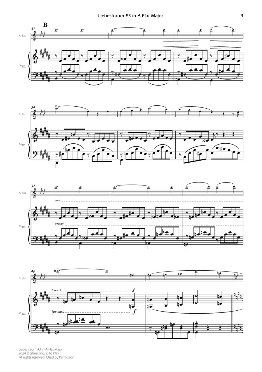Liebestraum No.3 - Alto Sax and Piano (Full Score and Parts) Alto Saxophone scores gallery preview page 5