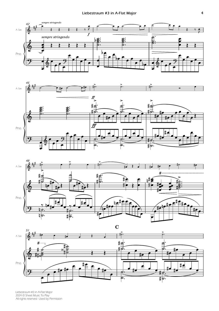 Liebestraum No.3 - Alto Sax and Piano (Full Score and Parts) Alto Saxophone scores gallery preview page 6