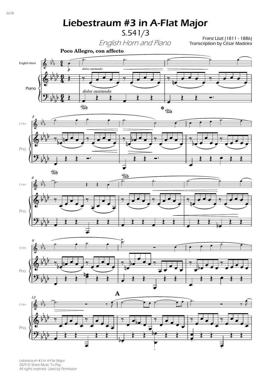 Liebestraum No.3 - English Horn and Piano (Full Score and Parts) English Horn scores gallery preview page 3