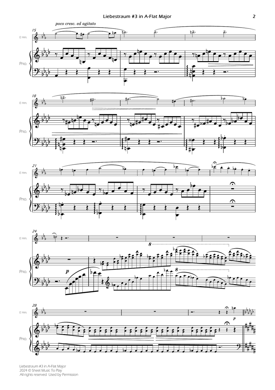 Liebestraum No.3 - English Horn and Piano (Full Score and Parts) English Horn scores gallery preview page 4