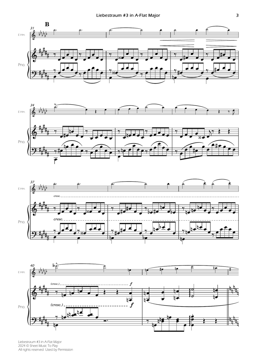 Liebestraum No.3 - English Horn and Piano (Full Score and Parts) English Horn scores gallery preview page 5