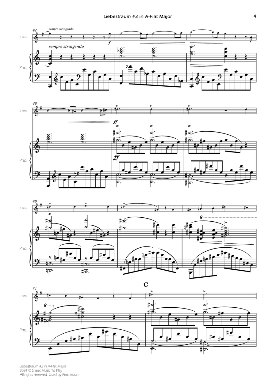 Liebestraum No.3 - English Horn and Piano (Full Score and Parts) English Horn scores gallery preview page 6