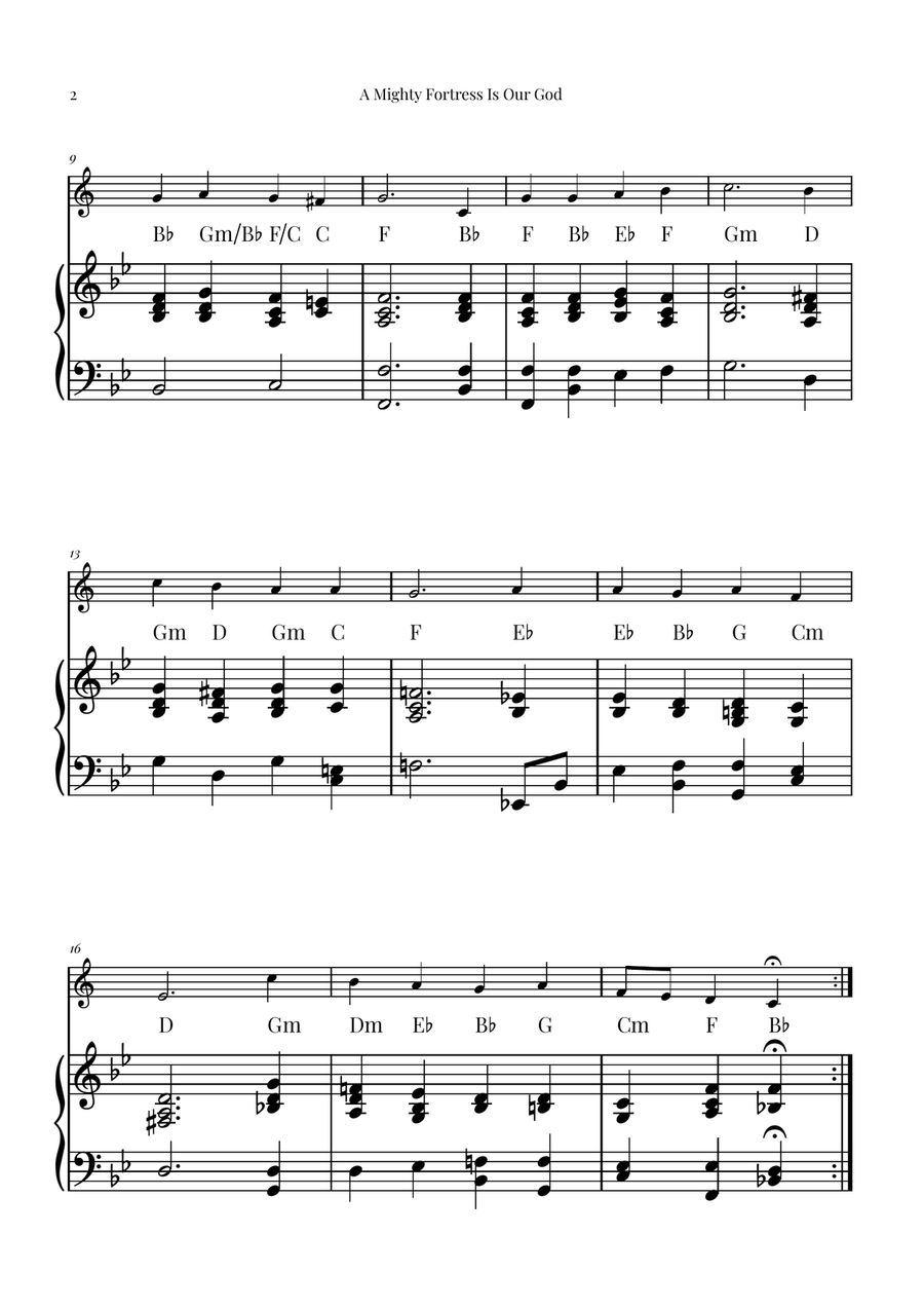 A Mighty Fortress Is Our God B-Flat Clarinet scores gallery preview page 2