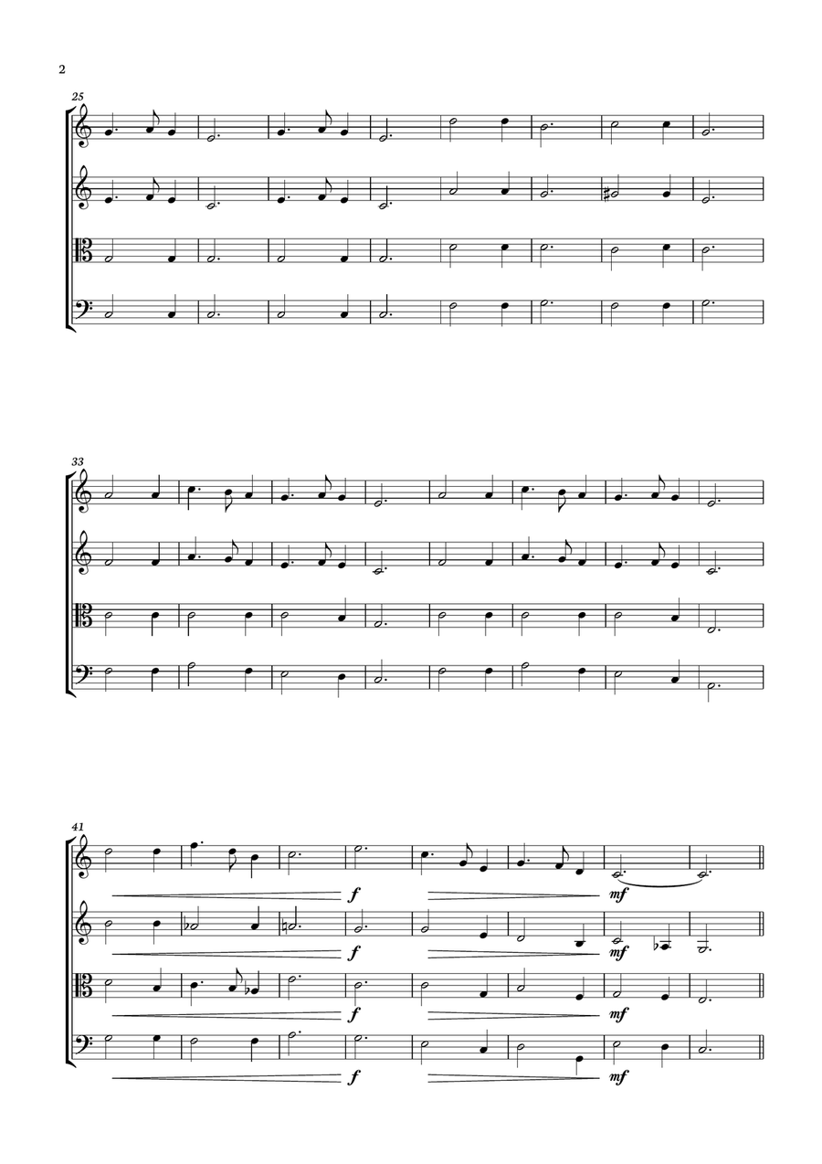 Silent Night - Christmas Songs for String Quartet String Quartet scores gallery preview page 2
