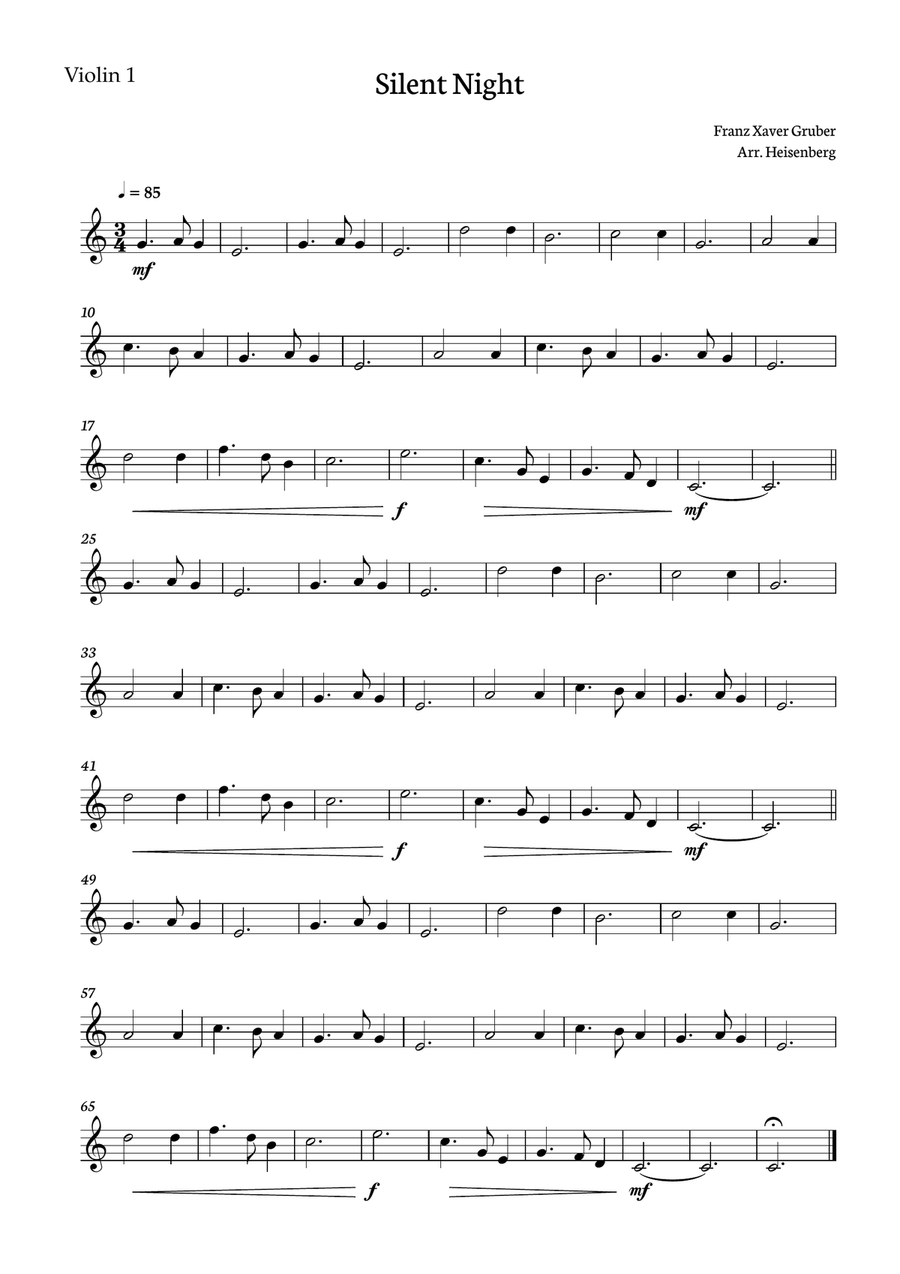 Silent Night - Christmas Songs for String Quartet String Quartet scores gallery preview page 4
