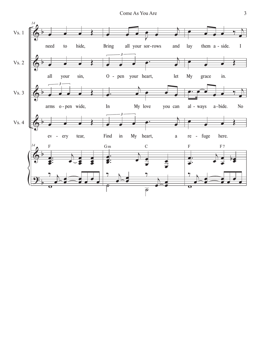 Come As You Are (Unison choir) Unison Choir scores gallery preview page 3