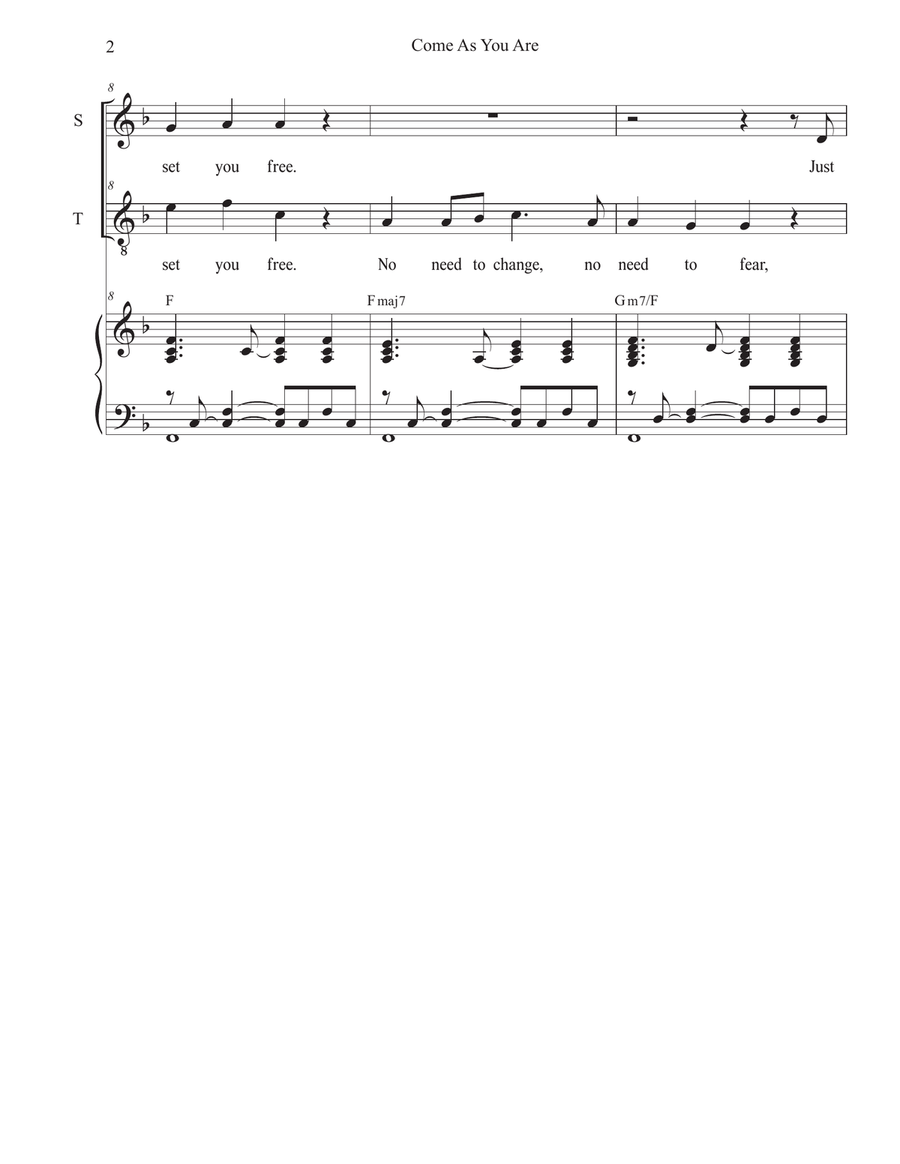 Come As You Are (Duet for Soprano and Tenor solo) Tenor Voice scores gallery preview page 2
