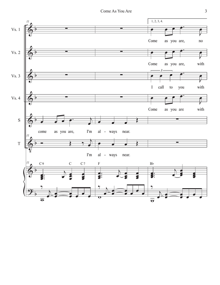 Come As You Are (Duet for Soprano and Tenor solo) Tenor Voice scores gallery preview page 3