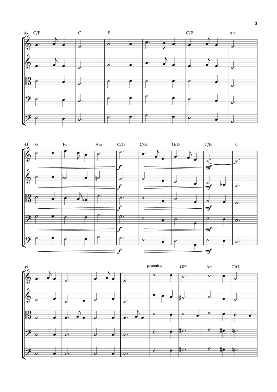 Silent Night - Christmas Songs for String Quintet with chords String Orchestra scores gallery preview page 3