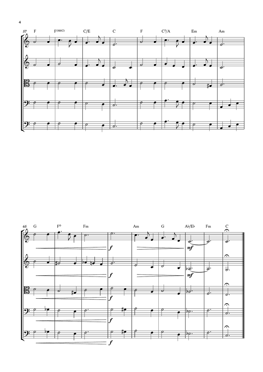 Silent Night - Christmas Songs for String Quintet with chords String Orchestra scores gallery preview page 4