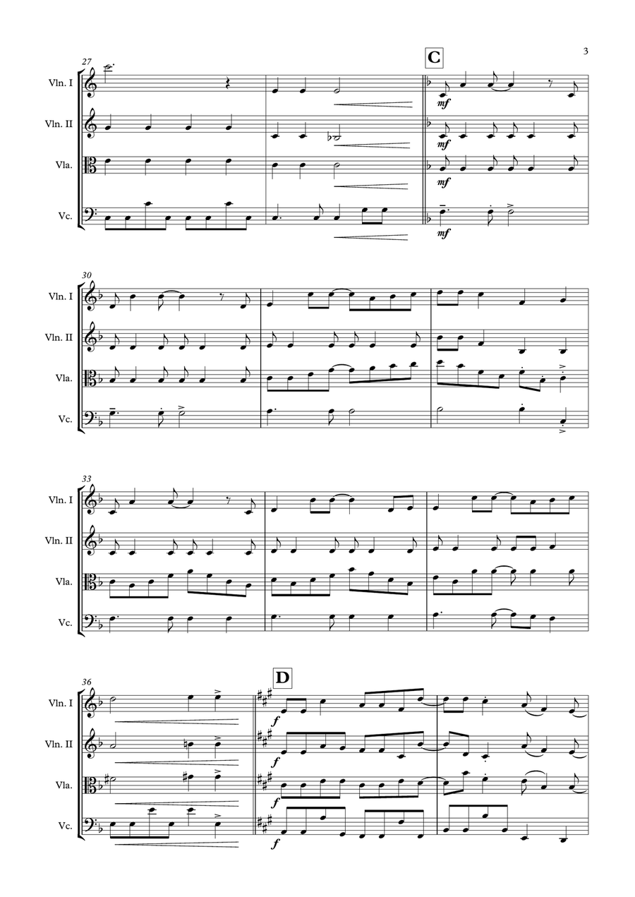 Here Comes Pippi Longstocking String Quartet scores gallery preview page 3