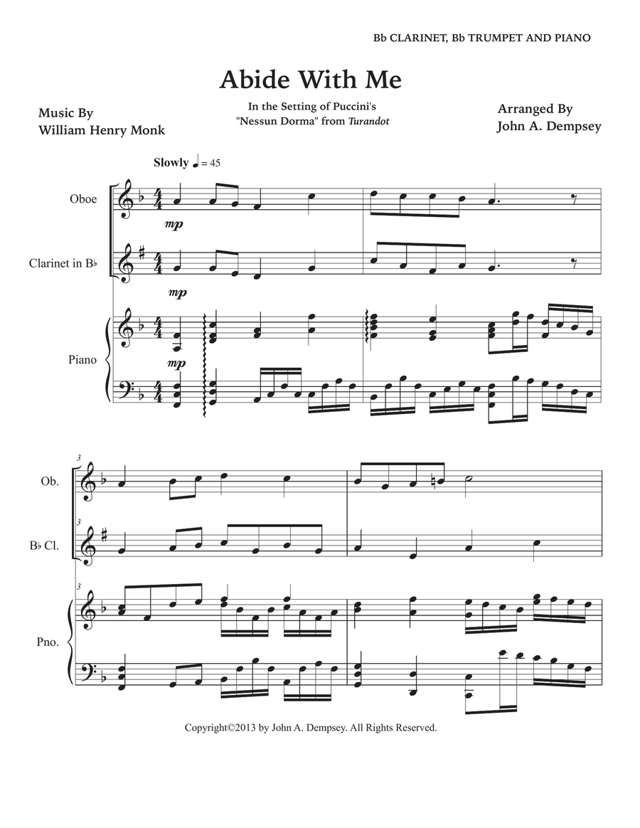 Abide With Me (Trio for Oboe, Clarinet and Piano) Small Ensemble scores gallery preview page 5