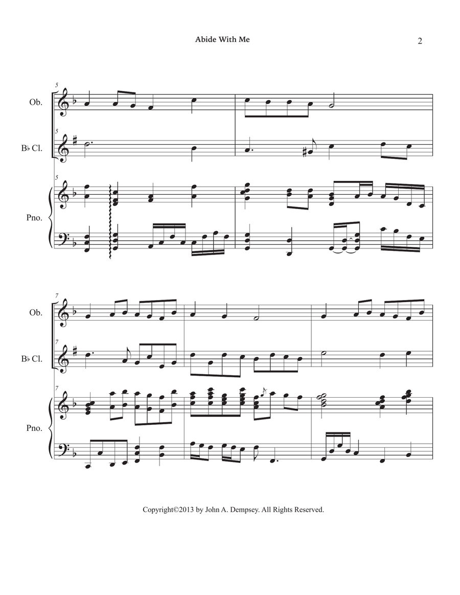 Abide With Me (Trio for Oboe, Clarinet and Piano) Small Ensemble scores gallery preview page 6
