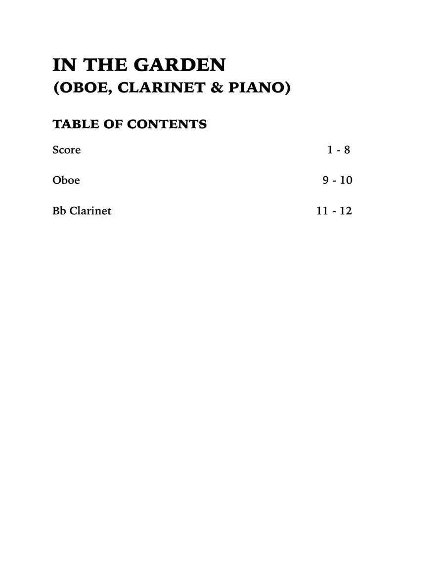 In the Garden (Trio for Oboe, Clarinet and Piano) Small Ensemble scores gallery preview page 4