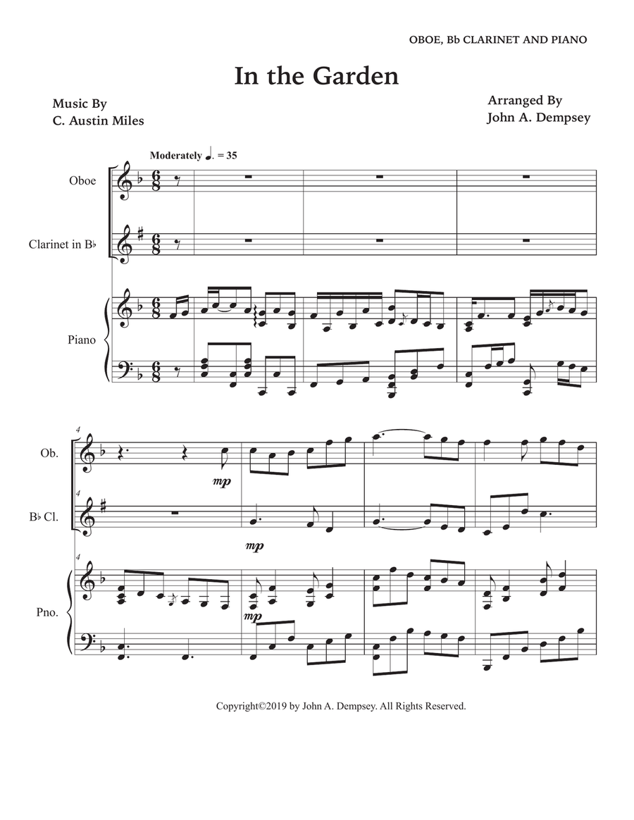 In the Garden (Trio for Oboe, Clarinet and Piano) Small Ensemble scores gallery preview page 5