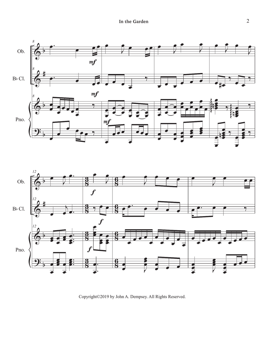 In the Garden (Trio for Oboe, Clarinet and Piano) Small Ensemble scores gallery preview page 6