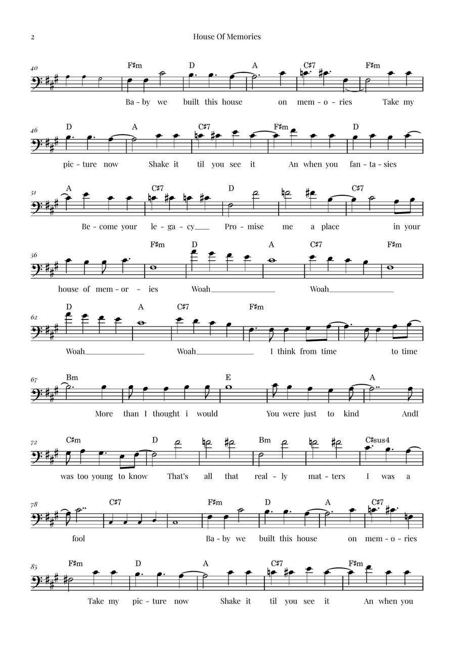 House Of Memories Cello Solo scores gallery preview page 2