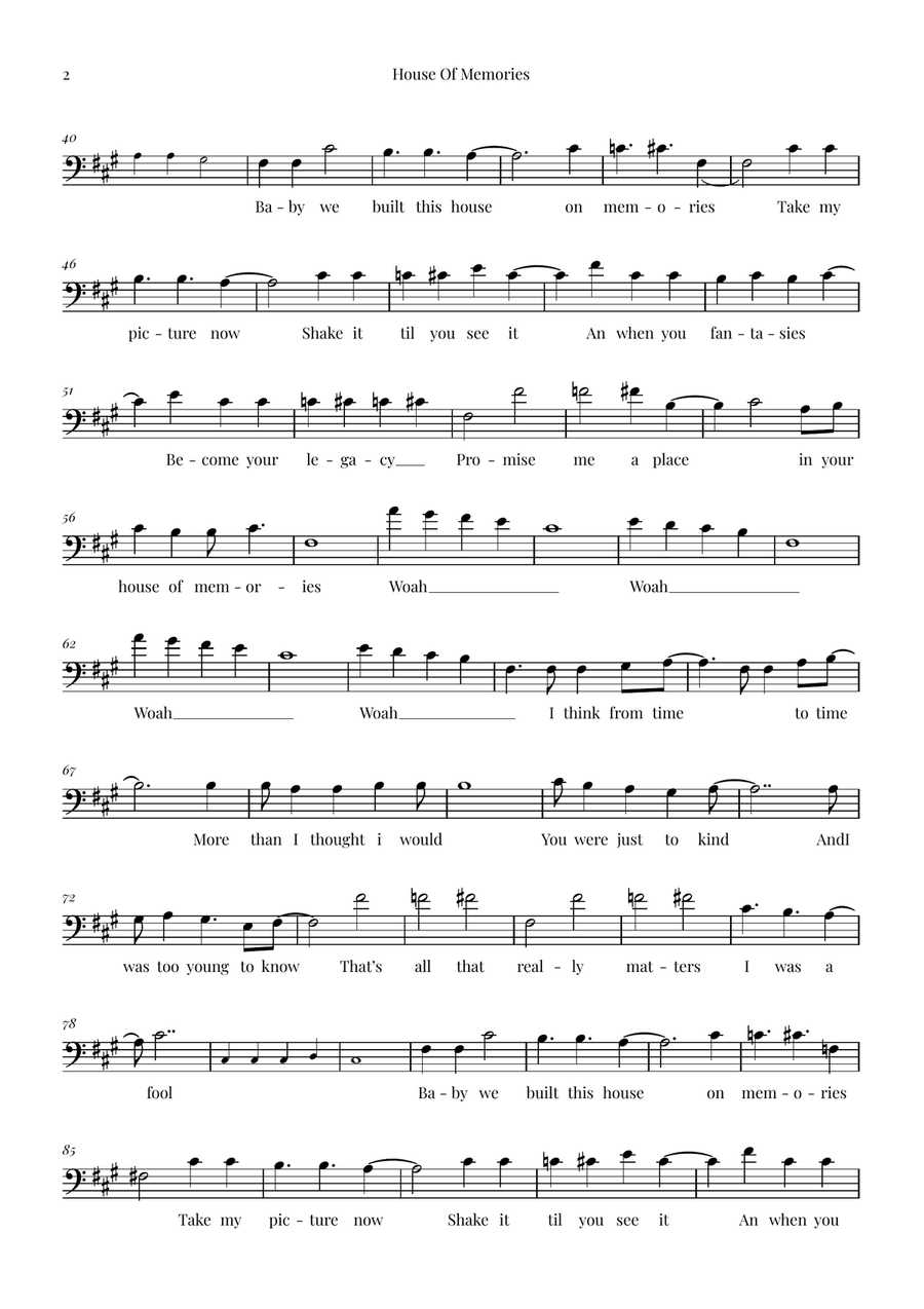 House Of Memories Cello Solo scores gallery preview page 2